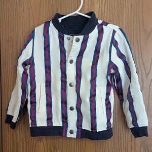 Janie and Jack Striped Bomber Jacket Snap Red/White/Blue-Boys 3-4